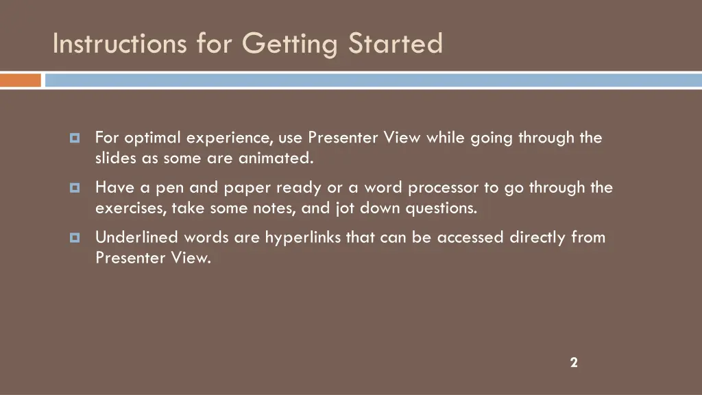 instructions for getting started