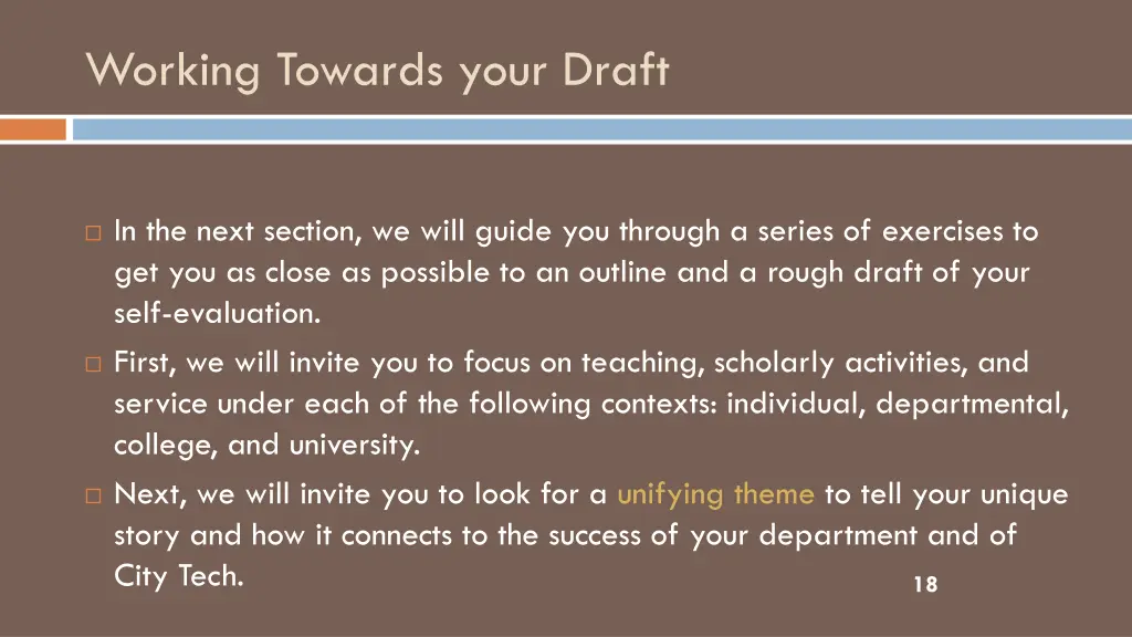 working towards your draft