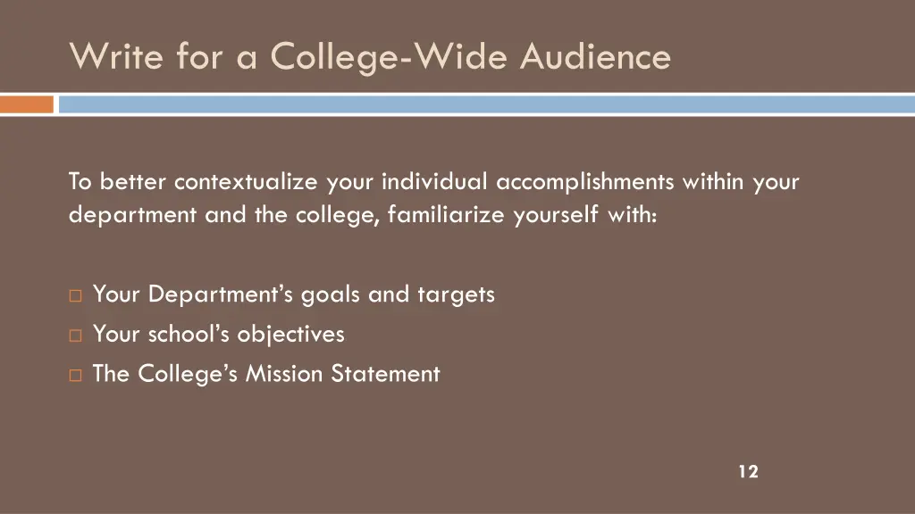 write for a college wide audience