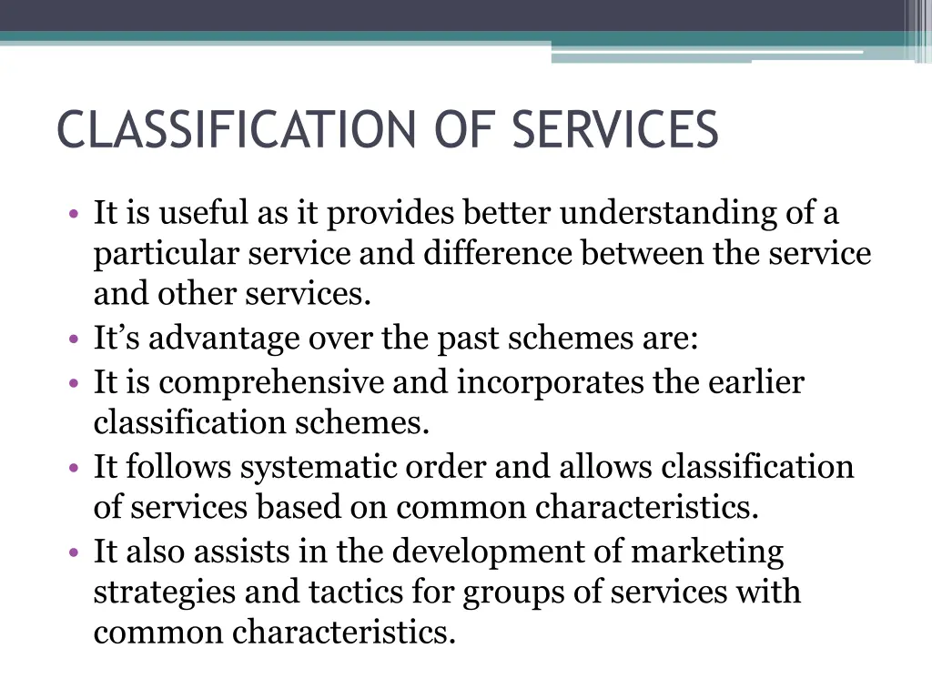 classification of services