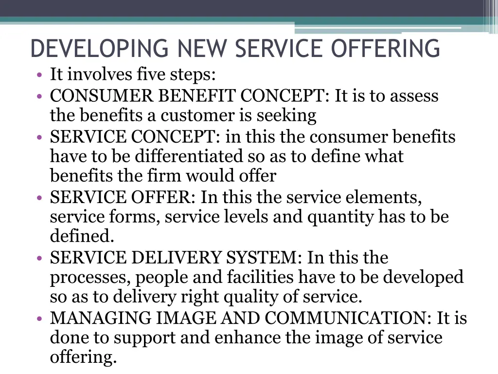 developing new service offering it involves five