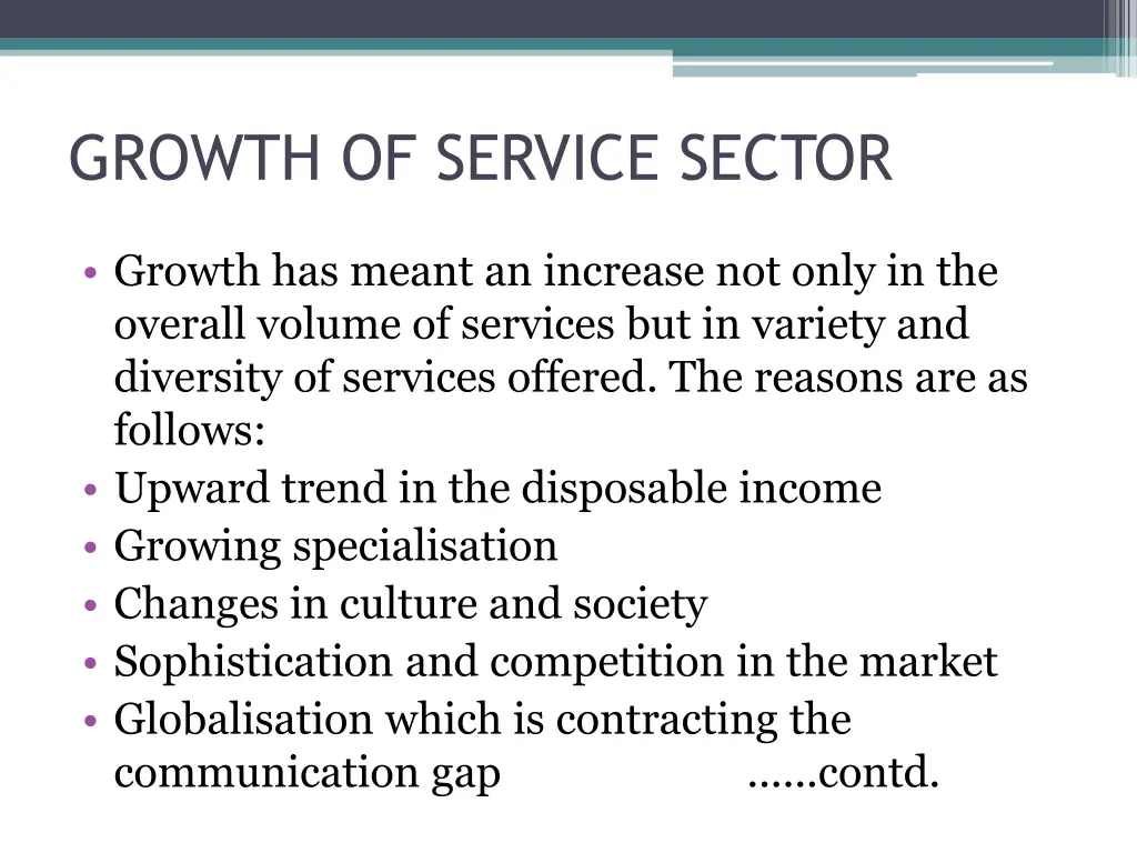 growth of service sector