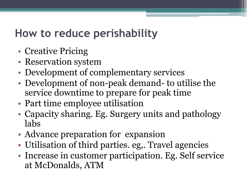 how to reduce perishability
