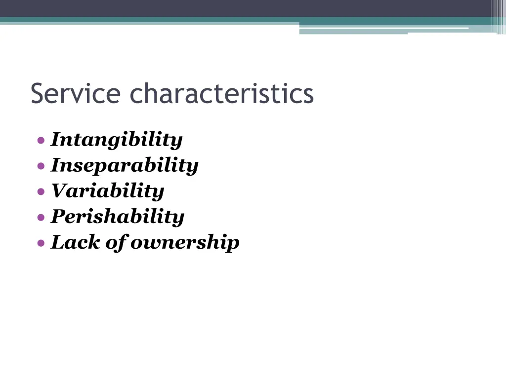 service characteristics