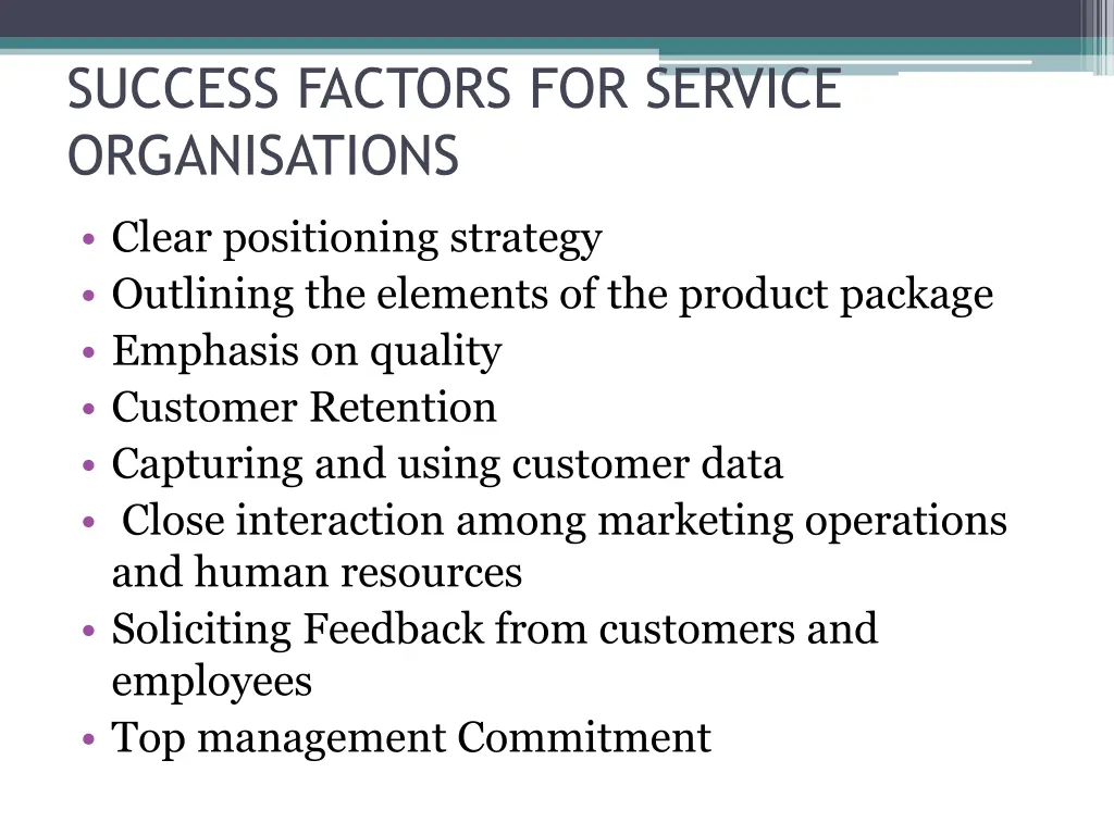 success factors for service organisations