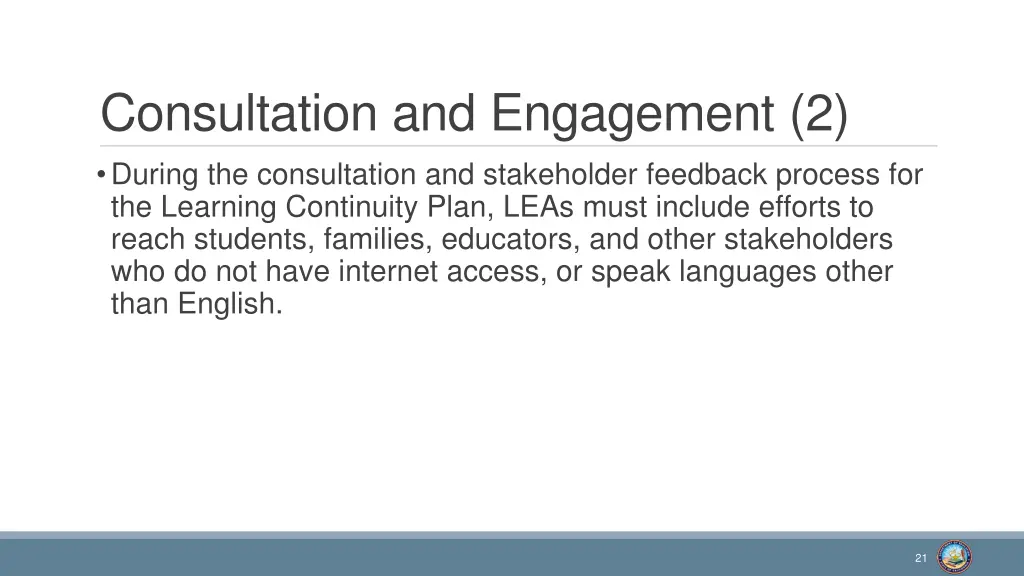 consultation and engagement 2 during