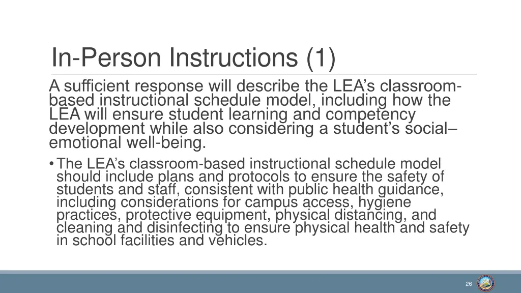 in person instructions 1 a sufficient response