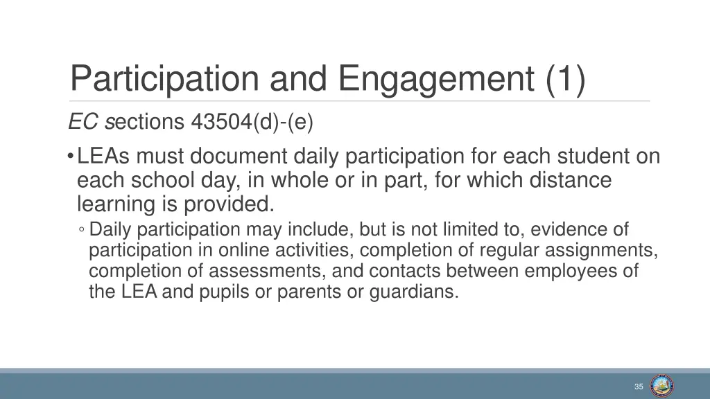 participation and engagement 1 ec s ections 43504