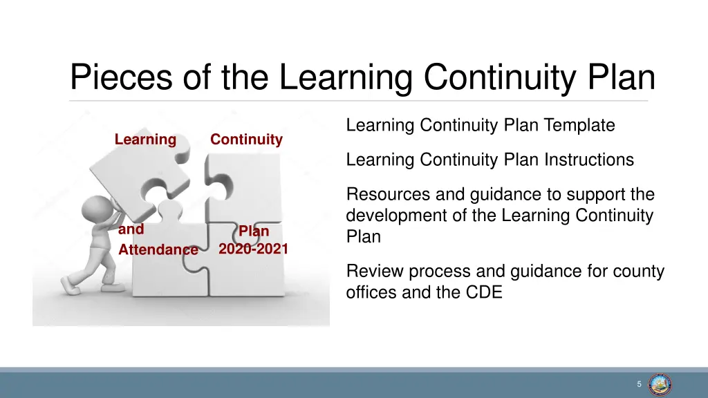 pieces of the learning continuity plan