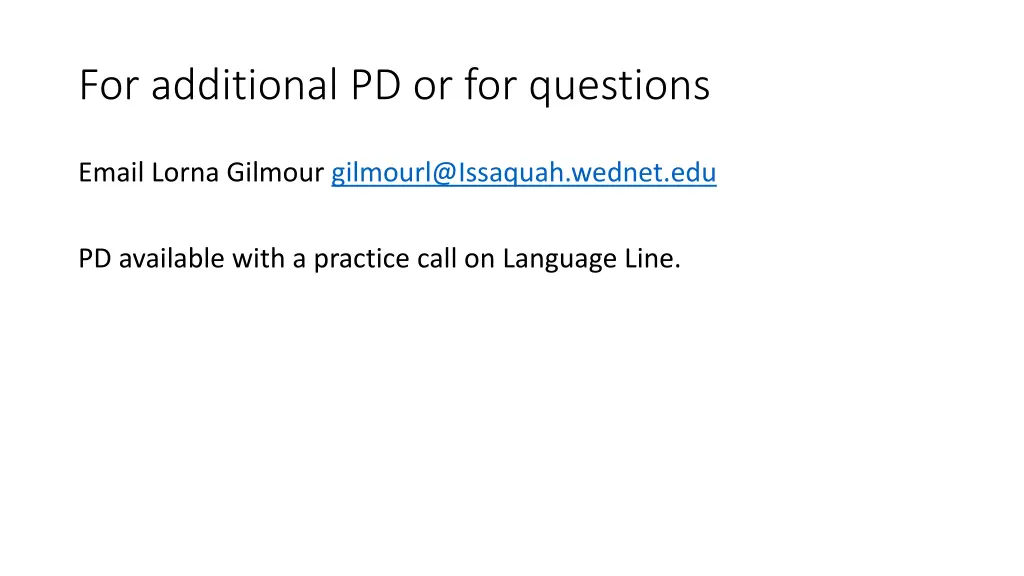 for additional pd or for questions