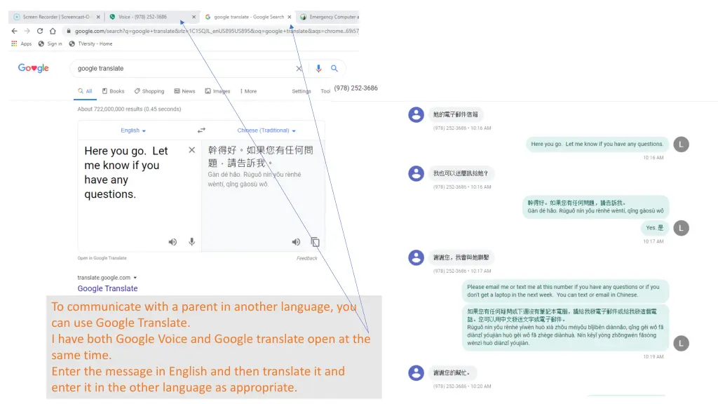 to communicate with a parent in another language