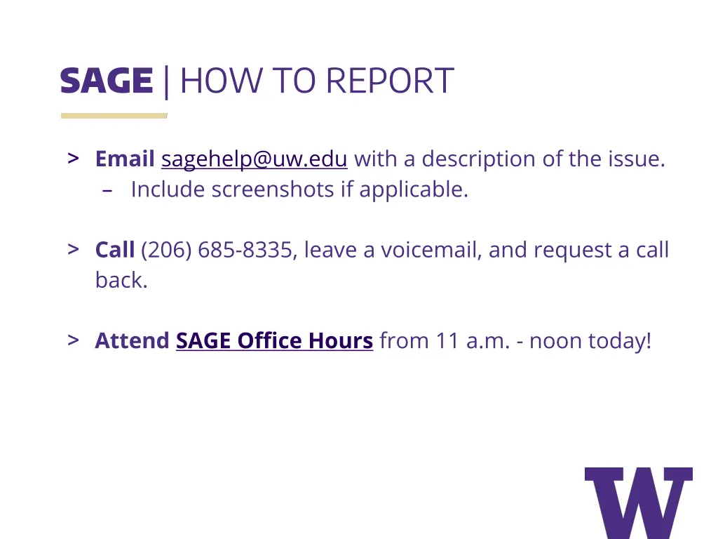 sage how to report