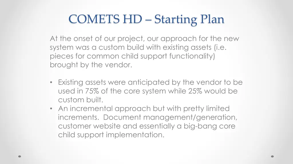 comets hd starting plan