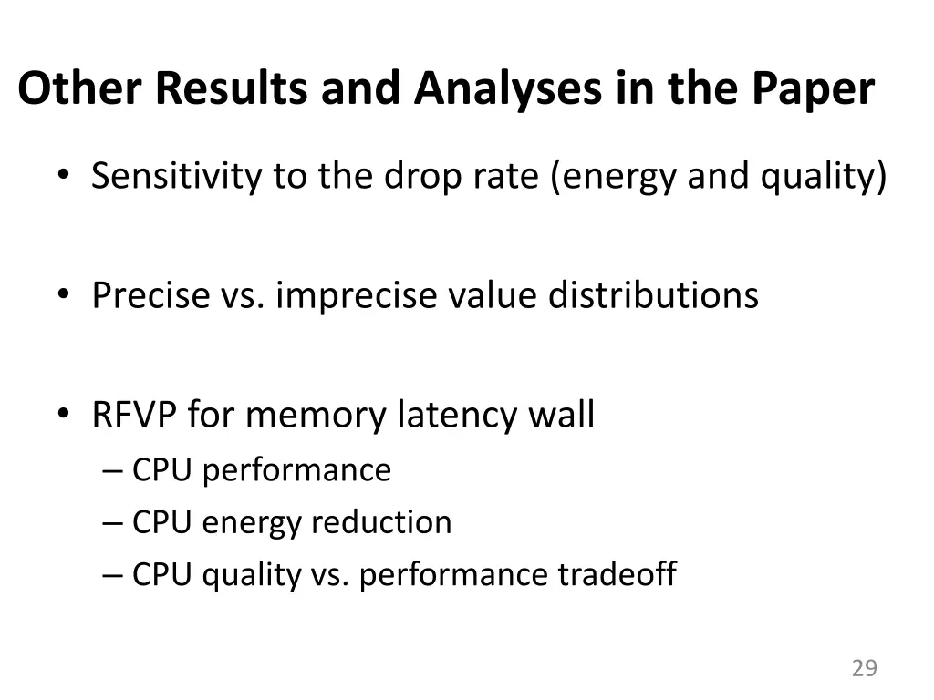 other results and analyses in the paper