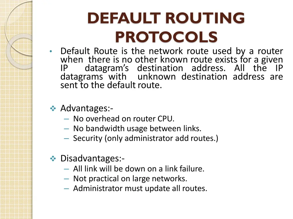 default routing protocols default route