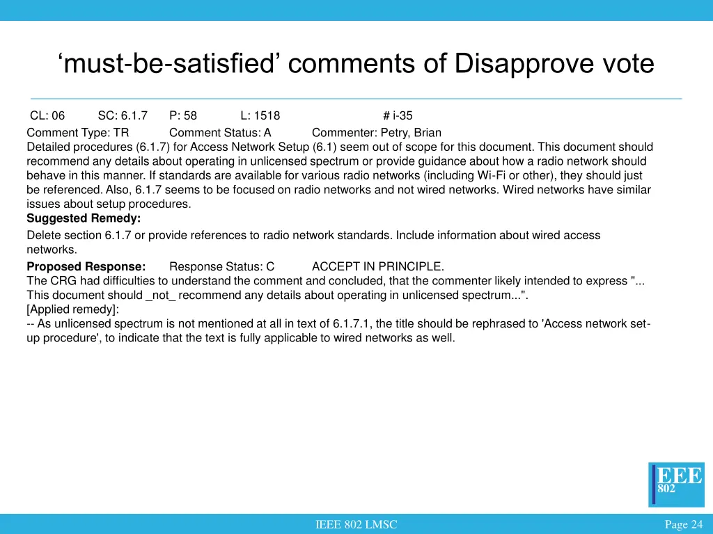 must be satisfied comments of disapprove vote 3