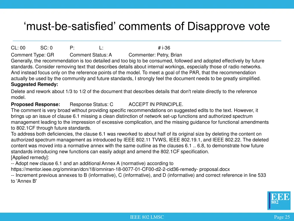 must be satisfied comments of disapprove vote 4