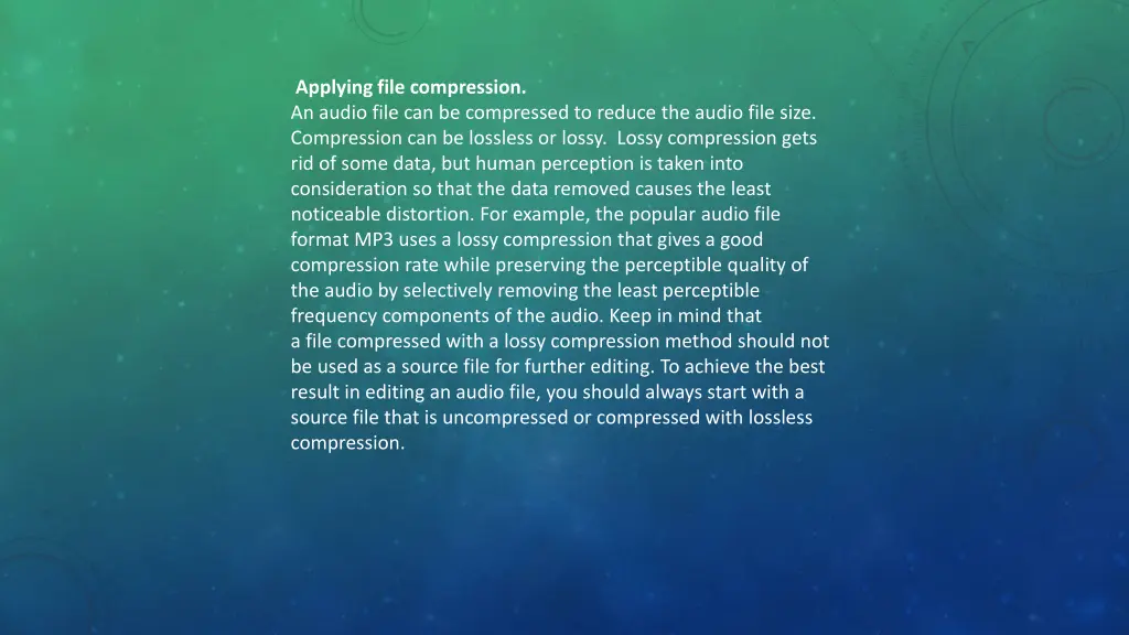applying file compression an audio file