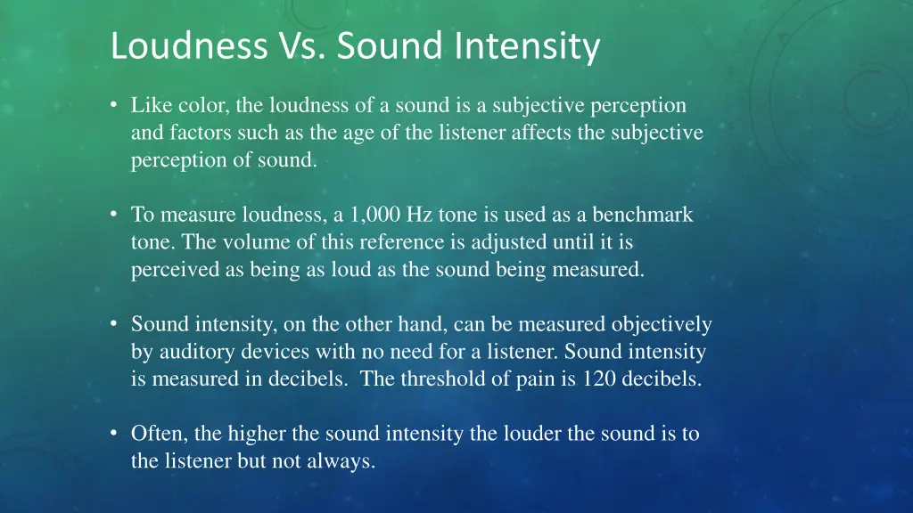 loudness vs sound intensity