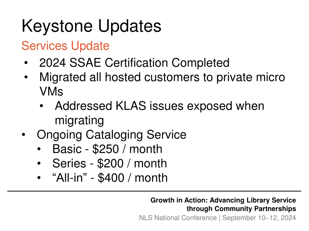 keystone updates services update 2024 ssae