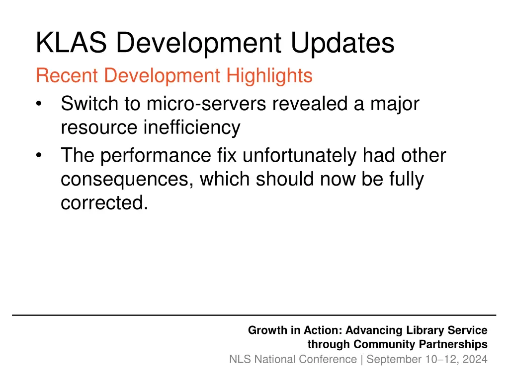 klas development updates recent development