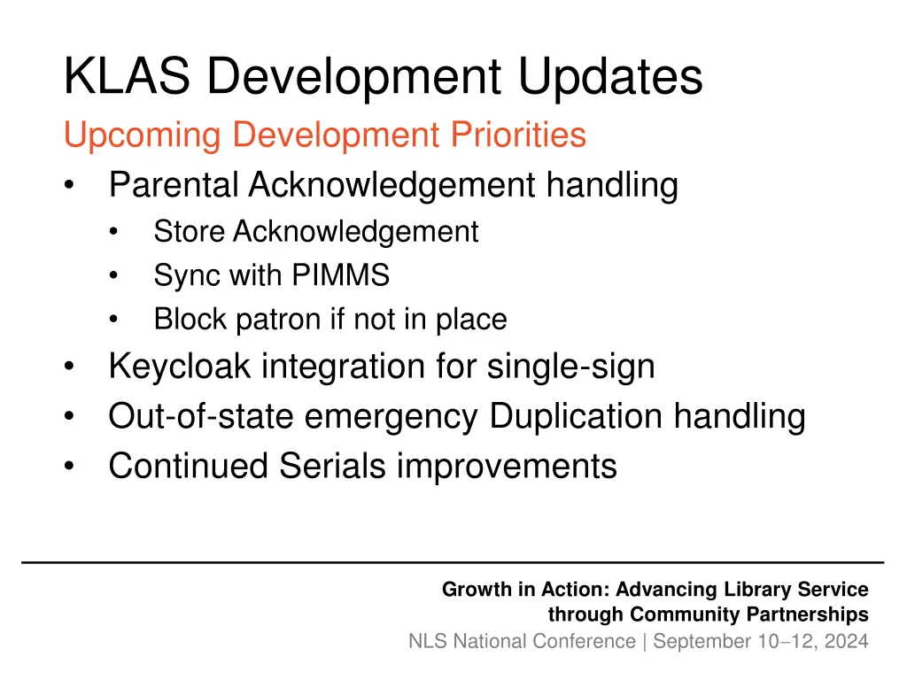 klas development updates upcoming development