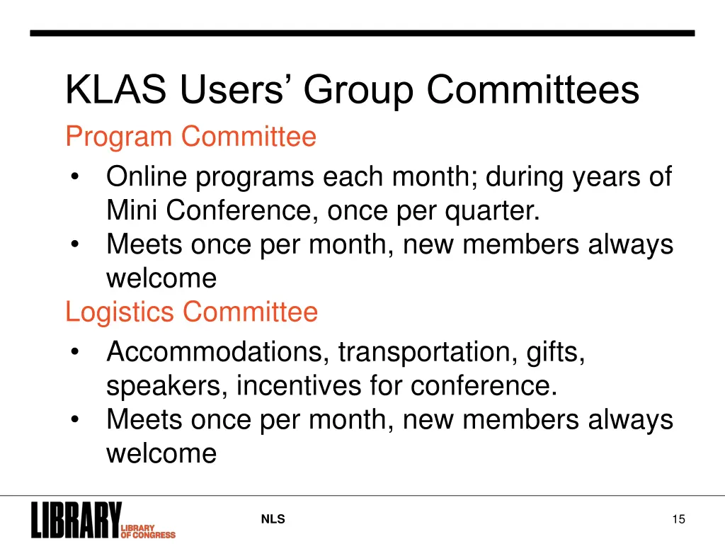 klas users group committees program committee