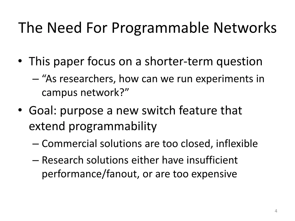 the need for programmable networks 1