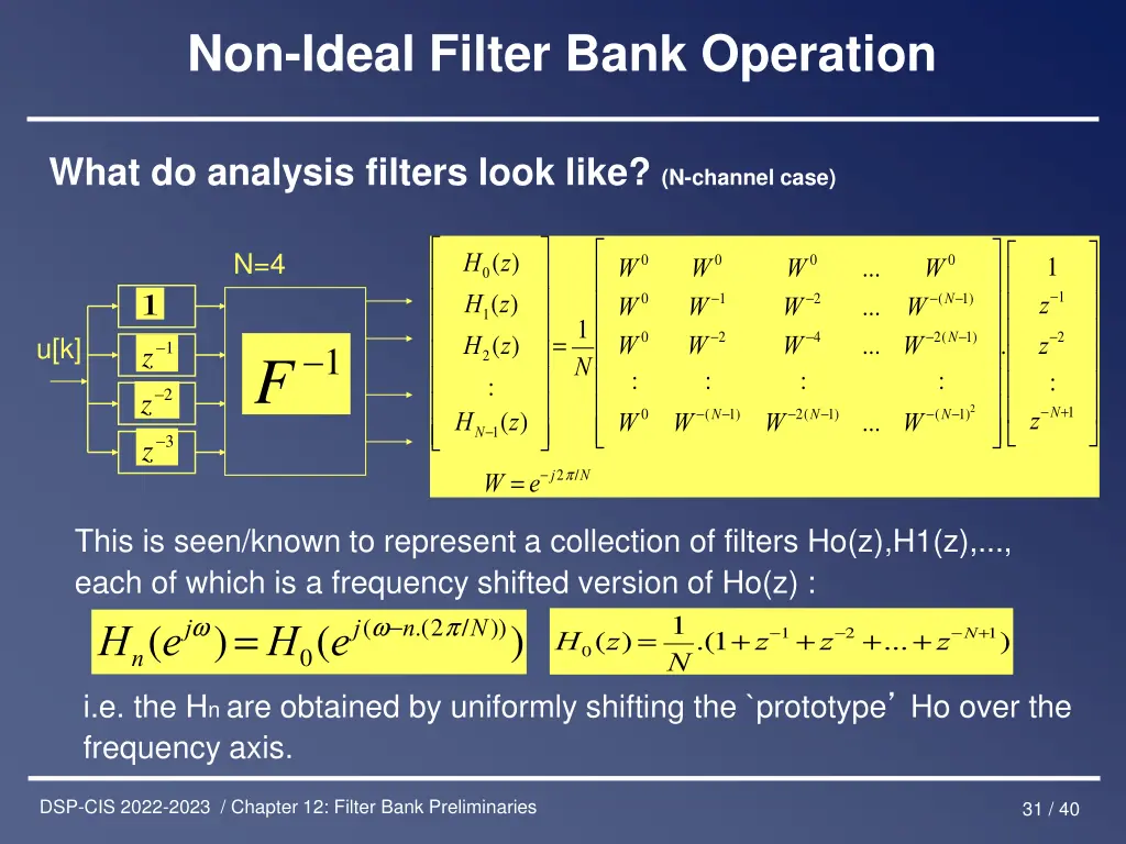 non ideal filter bank operation 4