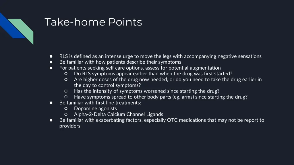 take home points