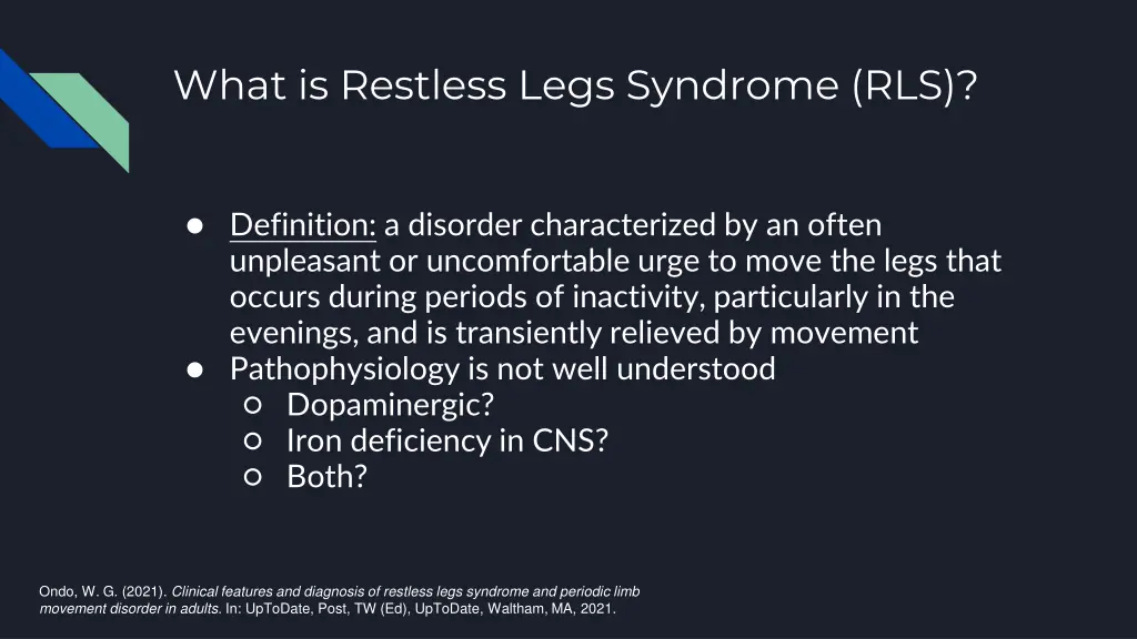 what is restless legs syndrome rls