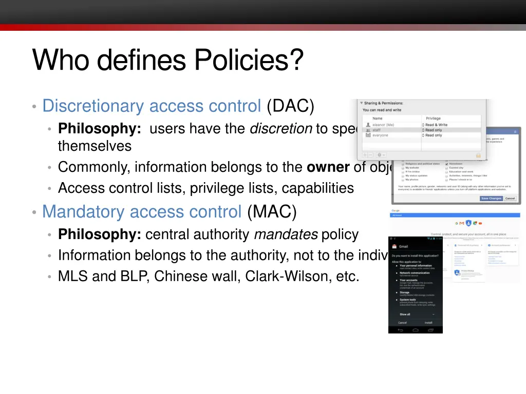who defines policies