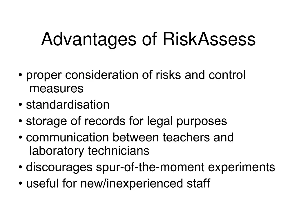 advantages of riskassess