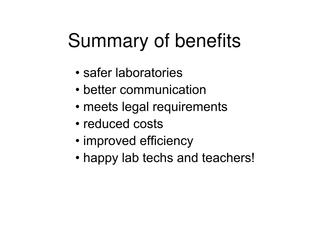 summary of benefits