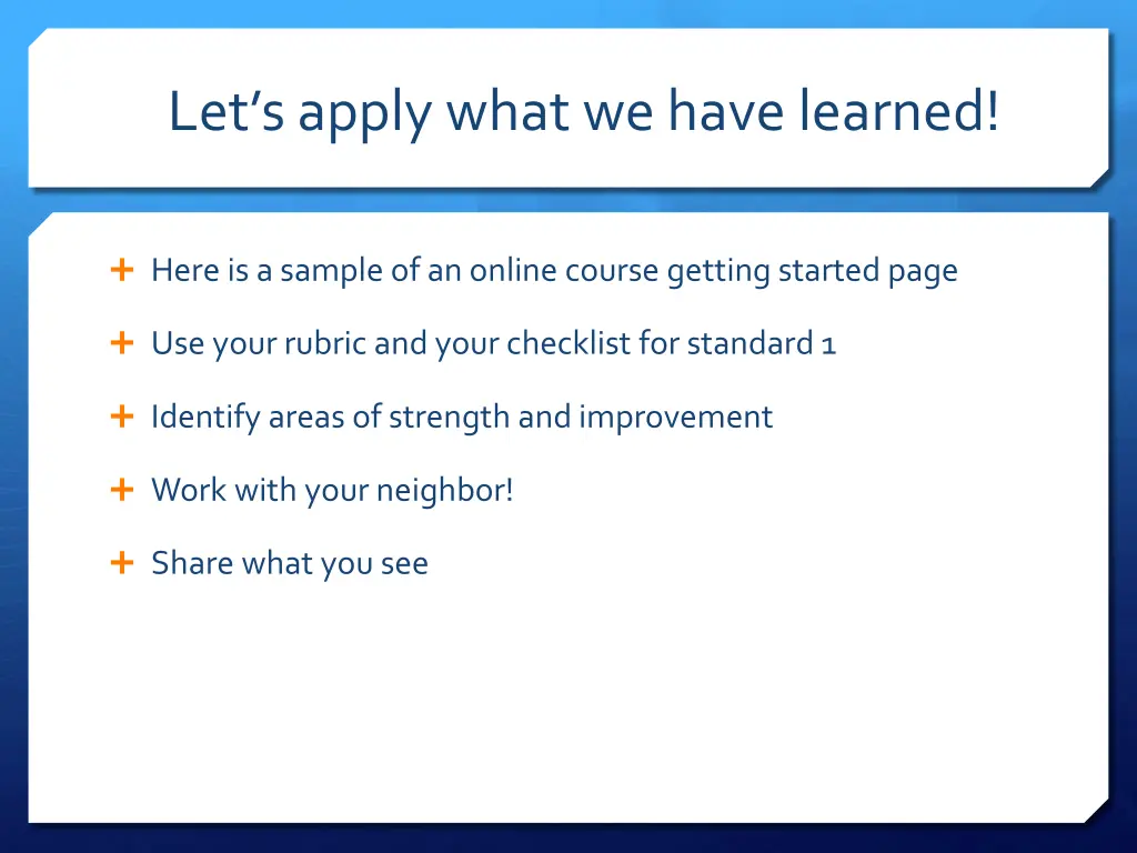 let s apply what we have learned