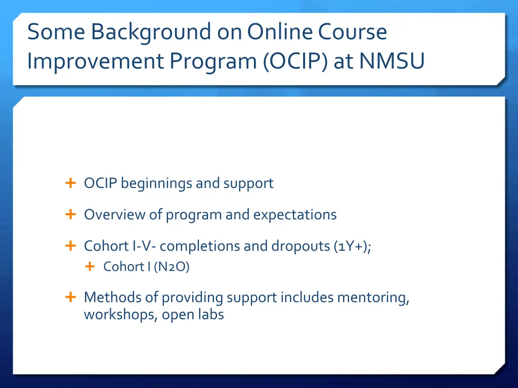 some background on online course improvement