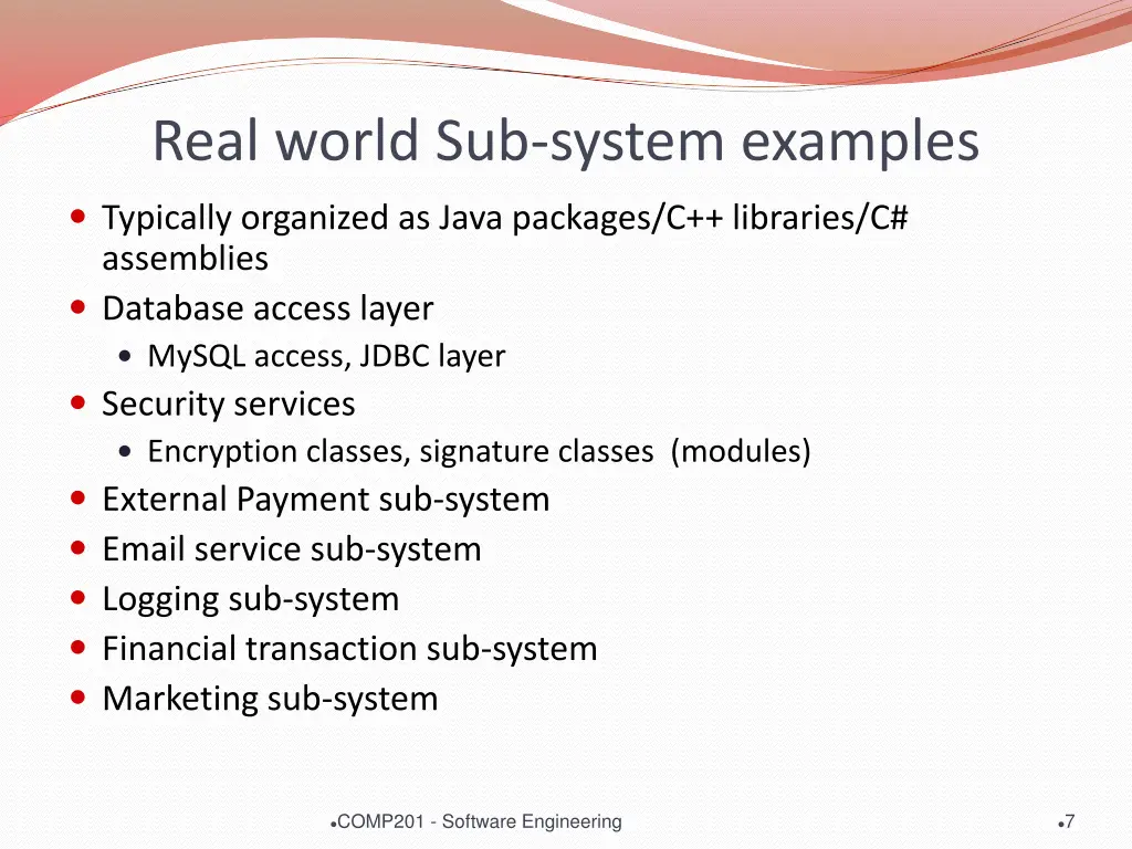 real world sub system examples