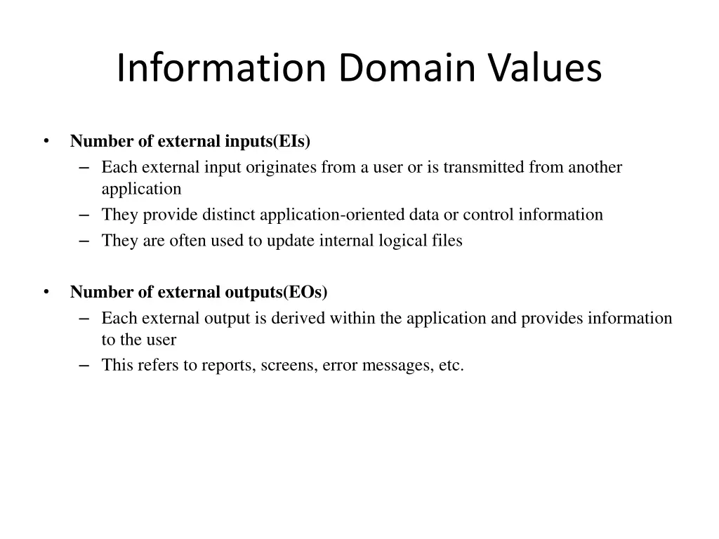 information domain values
