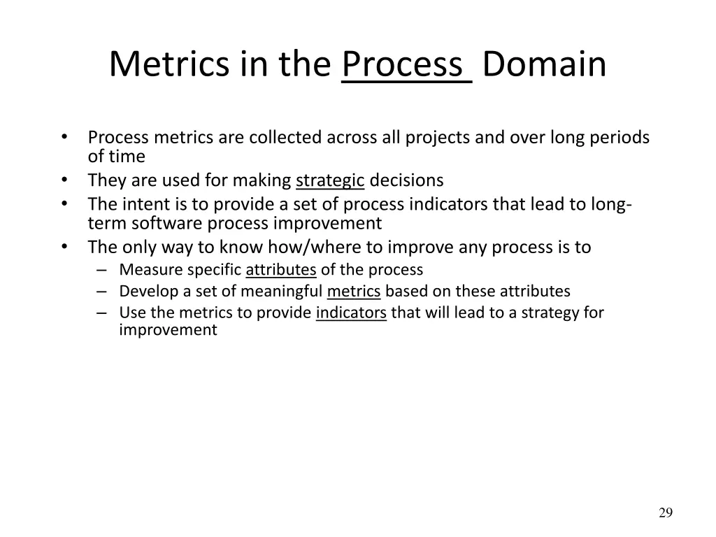 metrics in the process domain 2