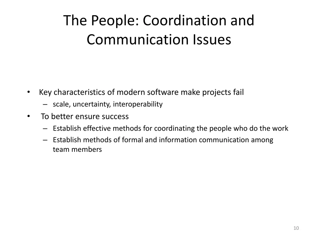 the people coordination and communication issues