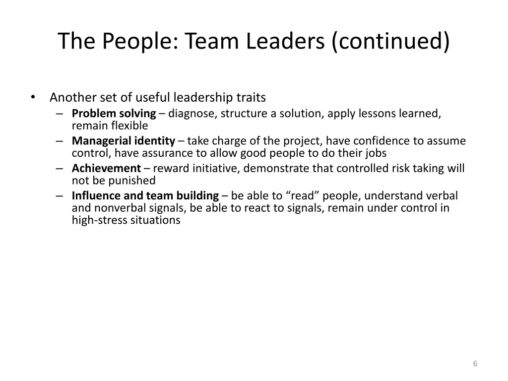 the people team leaders continued