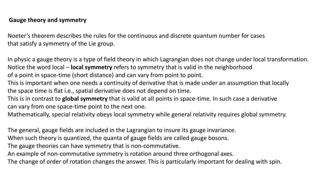gauge theory and symmetry