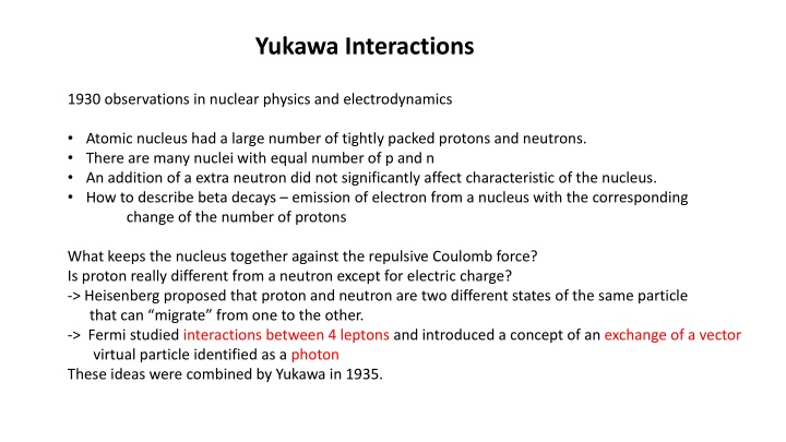 yukawa interactions
