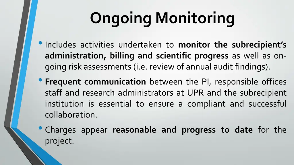 ongoing monitoring