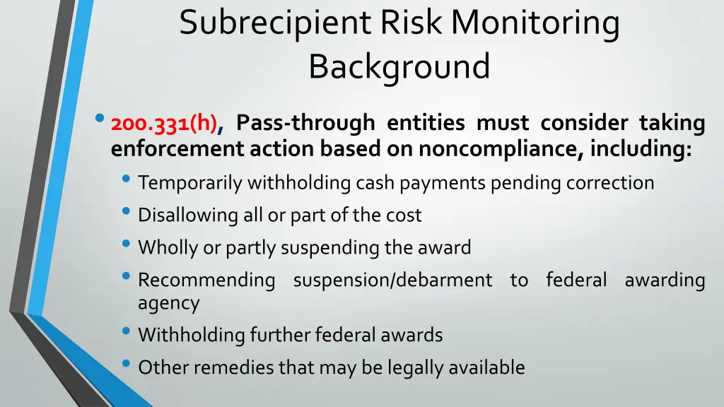 subrecipient risk monitoring background 2