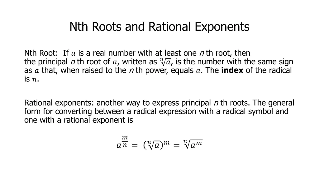 nth roots and rational exponents