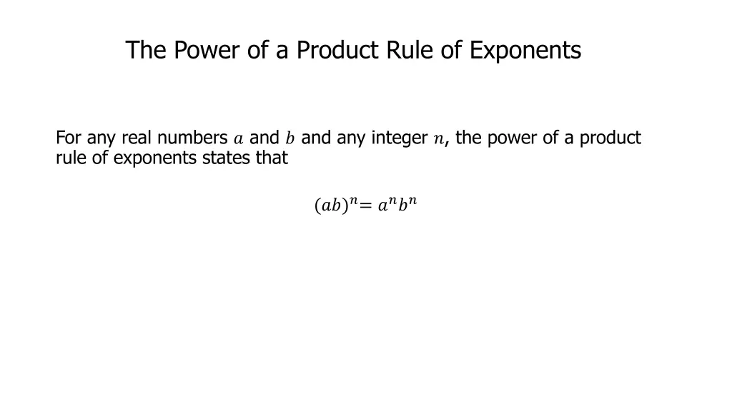 the power of a product rule of exponents