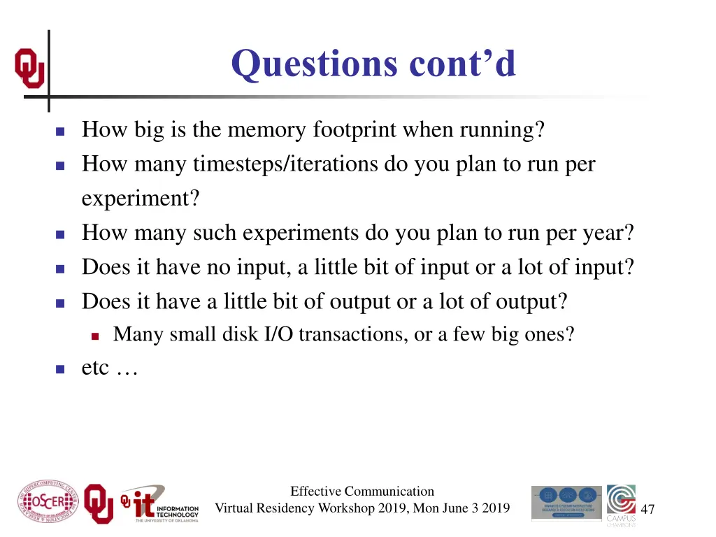 questions cont d
