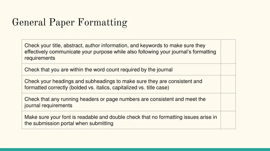 general paper formatting