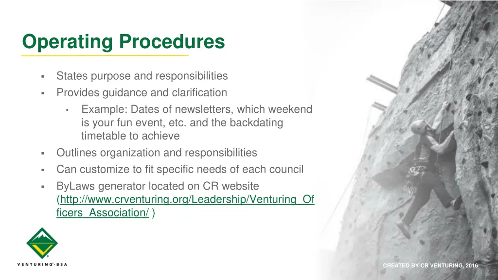 operating procedures